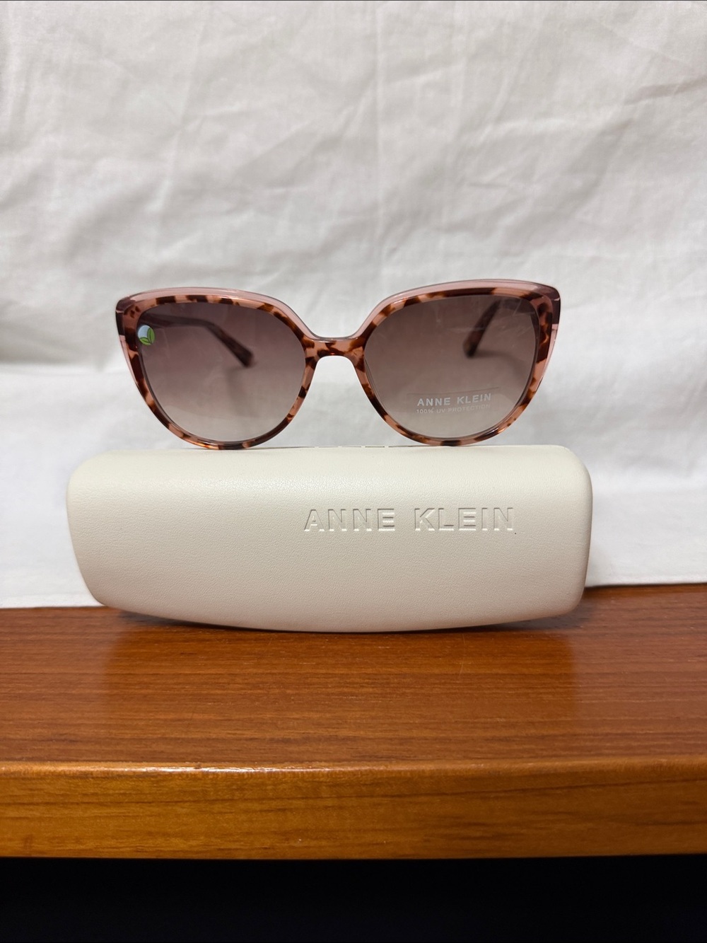 Anne Klein Pink Tortoise Cat-Eye Sunglasses with Gradient Lenses